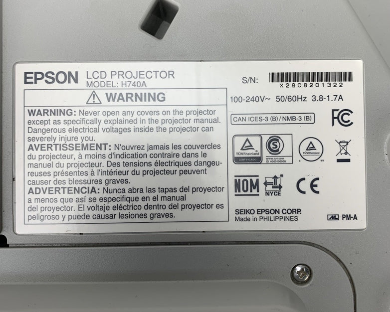 Epson PowerLite 695Wi H740A LCD Lamp Projector 1244 Lamp Hours - No Remote