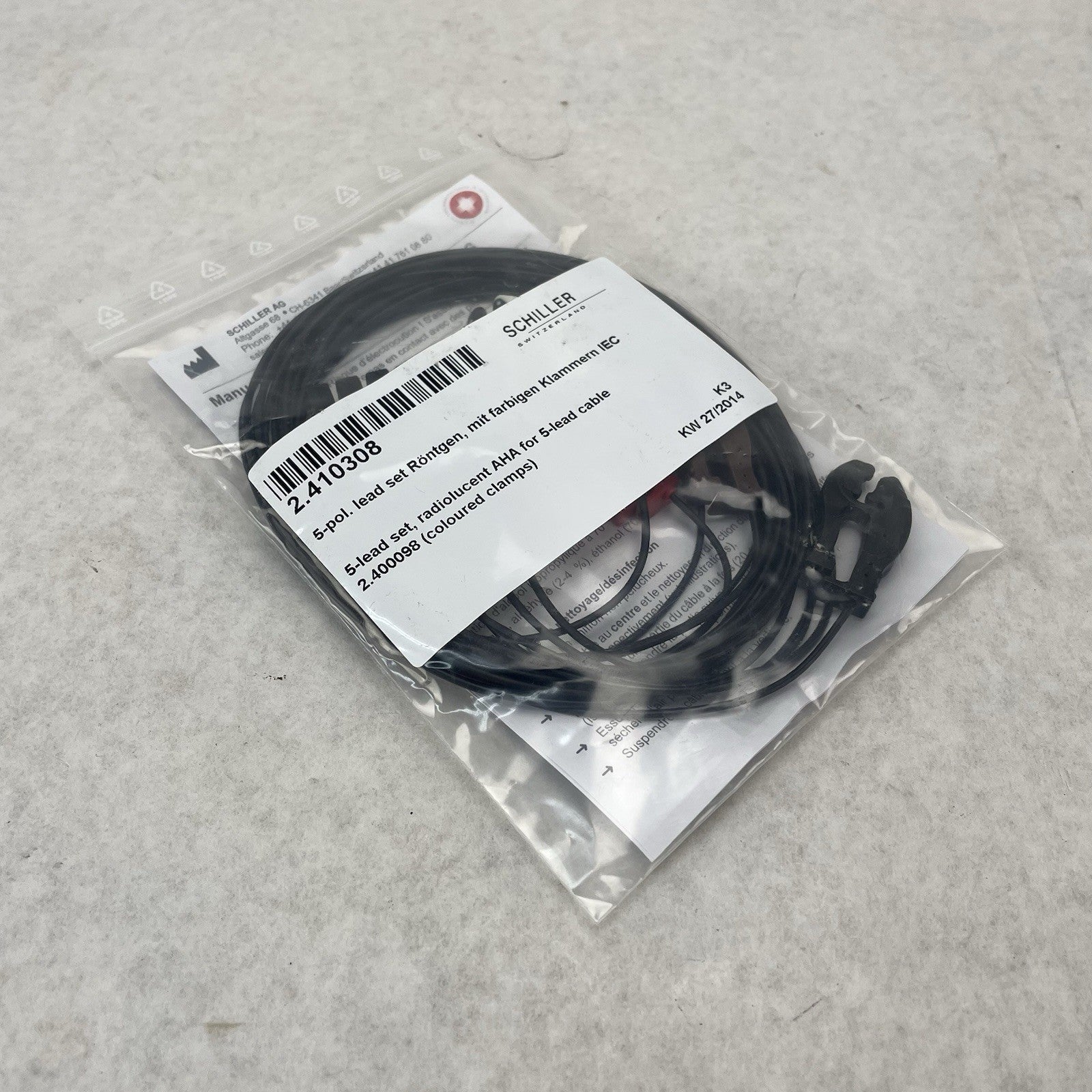 ECG 5-Wire Set AHA Clip 1.2 m Radiolucent Schiller 2.410308 Change 766546040