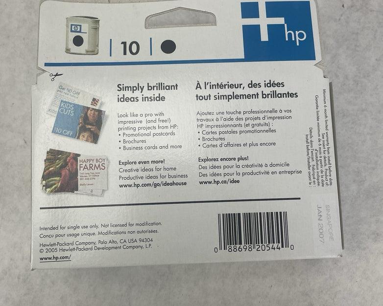 Genuine HP 10 C4844A Black Printer Ink Cartridge Sealed Expired