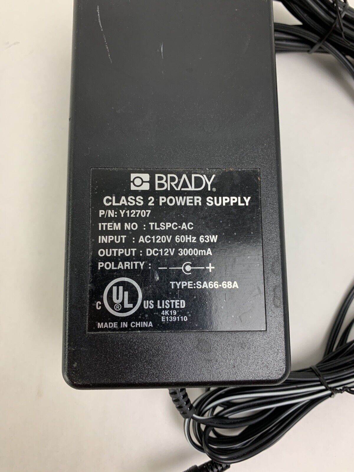 Brady TLSPC-AC Y12707 TLS PC Link Thermal Labeling System Power