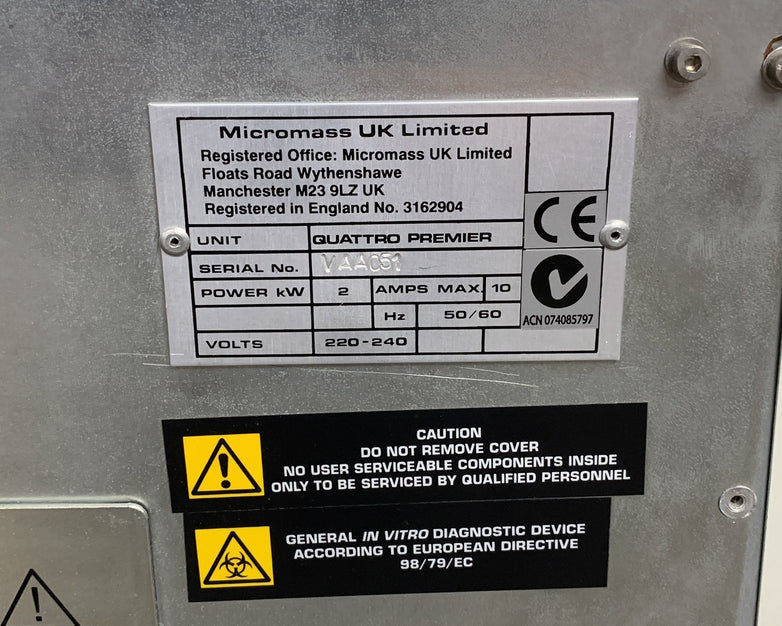 Waters Micromass Quattro Premier Analytical LC/MS/MS Parts and Repair
