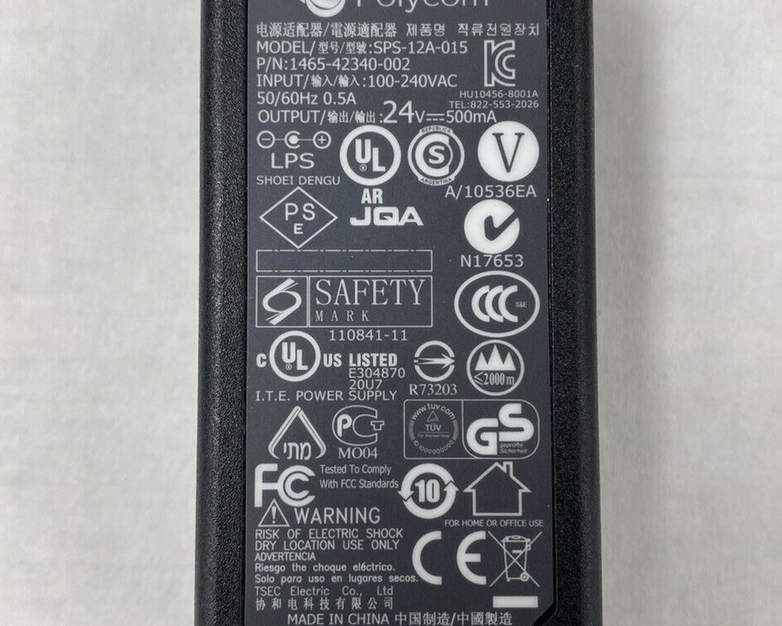 Polycom SPS-12A-015 1465-42340-002 24V 500mA ITE Power Supply