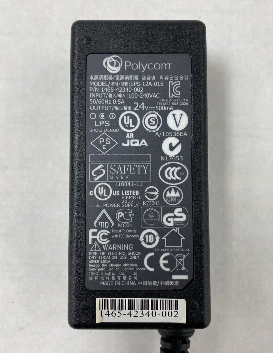 Polycom SPS-12A-015 1465-42340-002 24V 500mA ITE Power Supply
