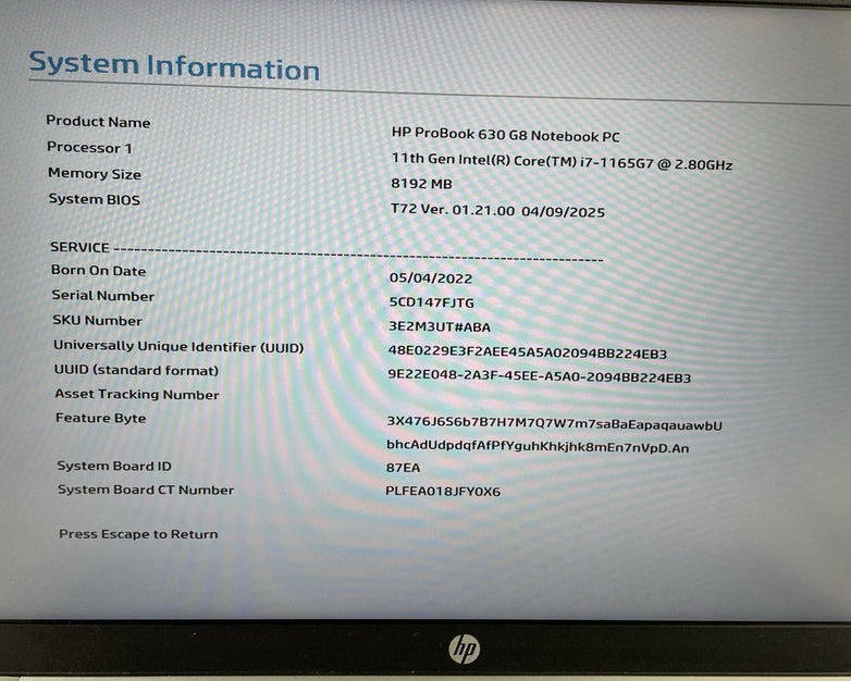 HP ProBook 630 G8 13.3" i7-1165G7 2.80 GHz 8 GB RAM No SSD No OS - Dinged Corner