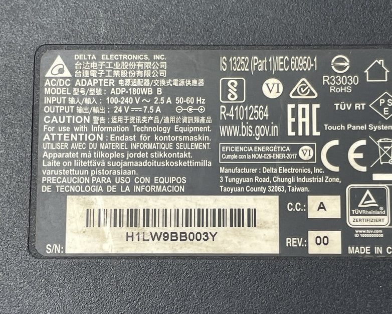 Delta 180W ADP-180WB B For ELO 24V 7.5A 180W Tip 6.5mm pin series AIO Monitor