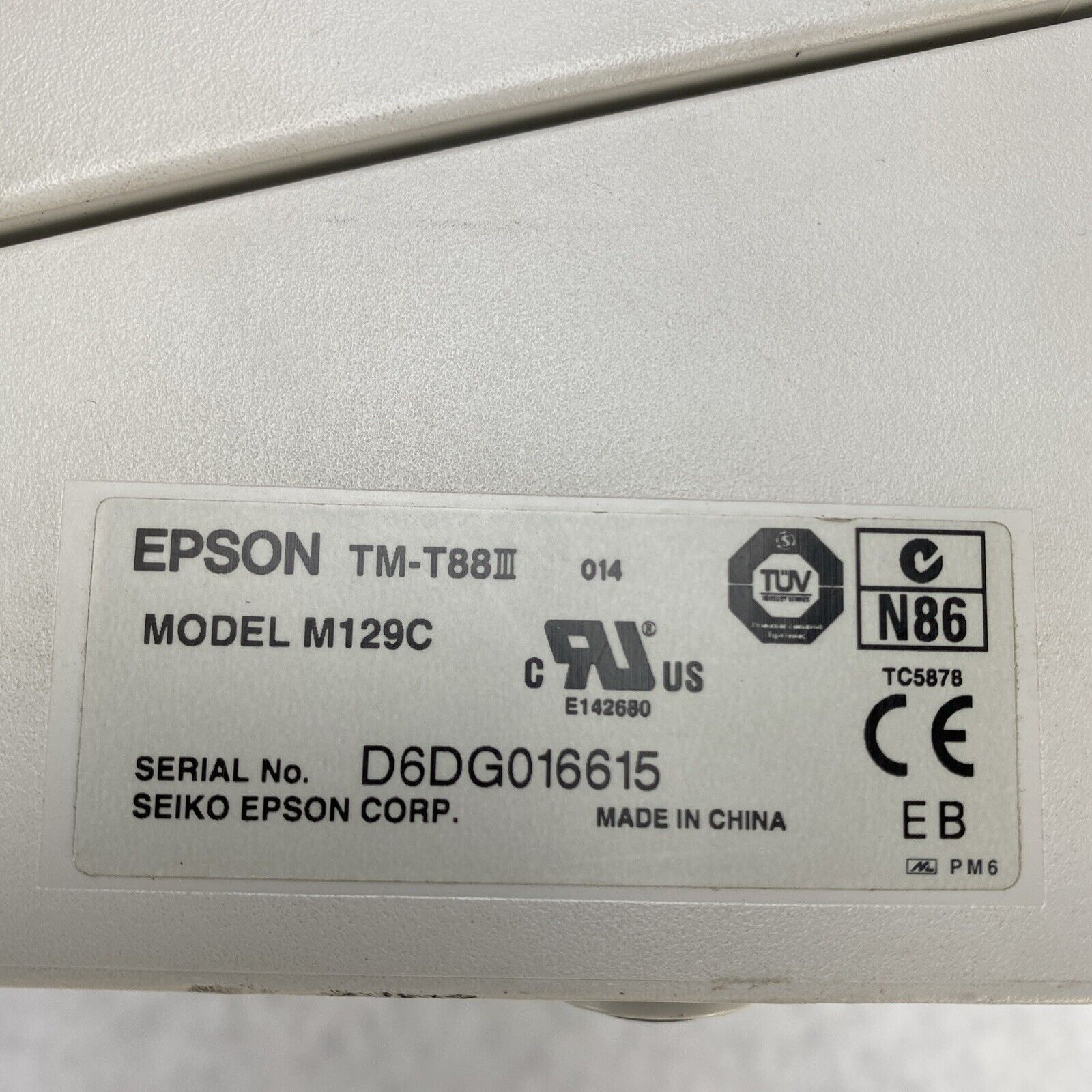 Epson TM-T88III M129C Reciept Thermal Printer FOR PARTS with NO RETURNS