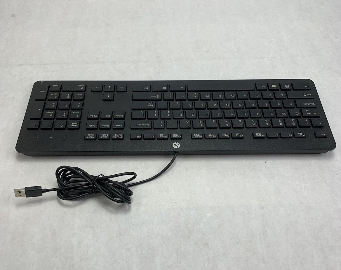 HP PH0U Slim USB Wired QWERTY Keyboard Black (Lot of 4)