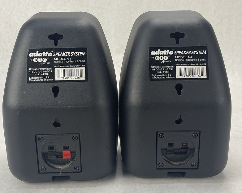 BIC ADATTO A-1, 8 OHM Speaker Pair Tested Broken Plastic on Speaker Input