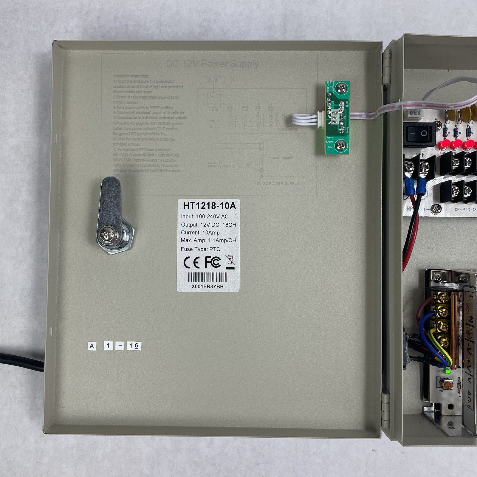 18 Channel Port 12V DC 10 Amp Amper with Power Supply No Keys