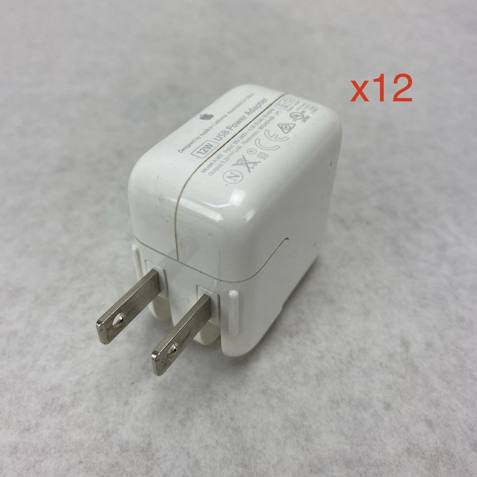 Apple A1401 12W 5.2V 2.4A Single USB Wall Charger Power Adapter - Lot of 120
