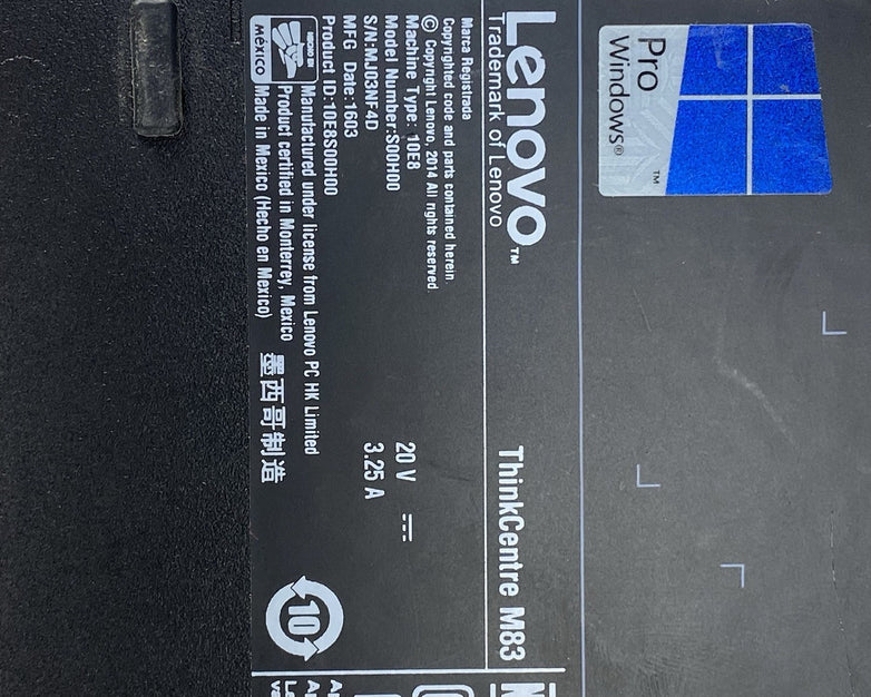 Lenovo ThinkCentre M83 Micro Intel Core i5-4570TE 2.7GHz 8GB RAM No HDD OS AC