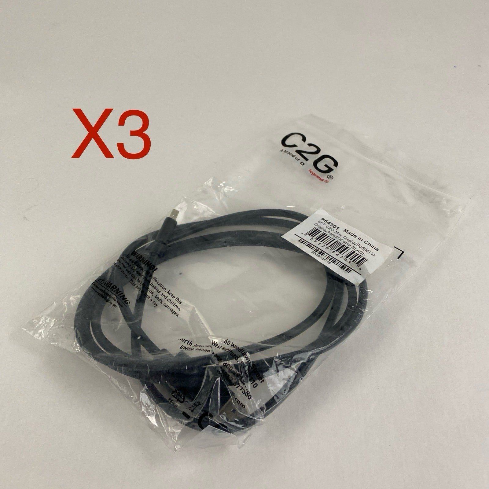 C2G 54301 6FT Mini Display Port Mini- DP to standard DP Lot of 30