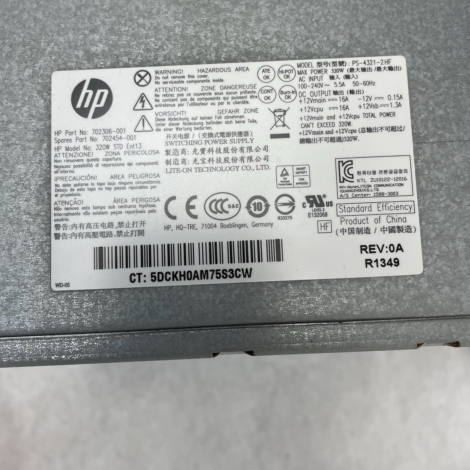 HP 702457-001 Power Supply 240W ENT13 STD 12V Tested