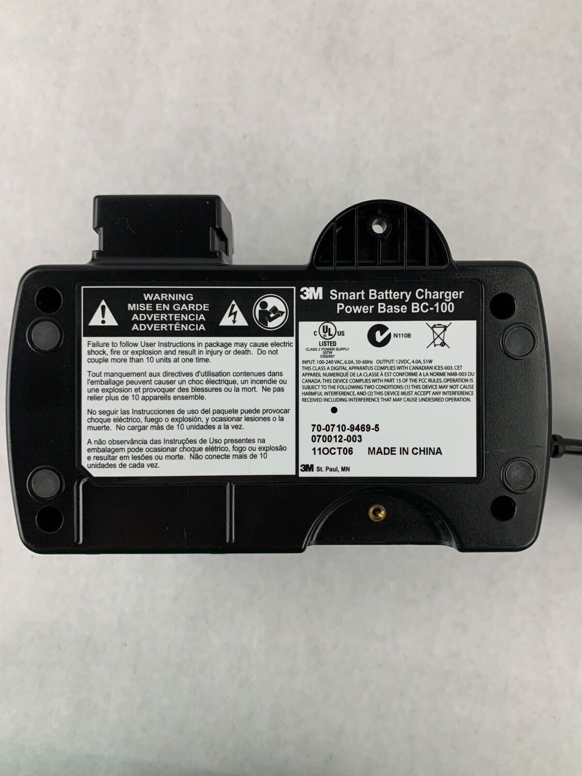 3M BC-100 Smart Battery Charger BC-210 w/ 3M BC-210A Smart Adapter Power Tested