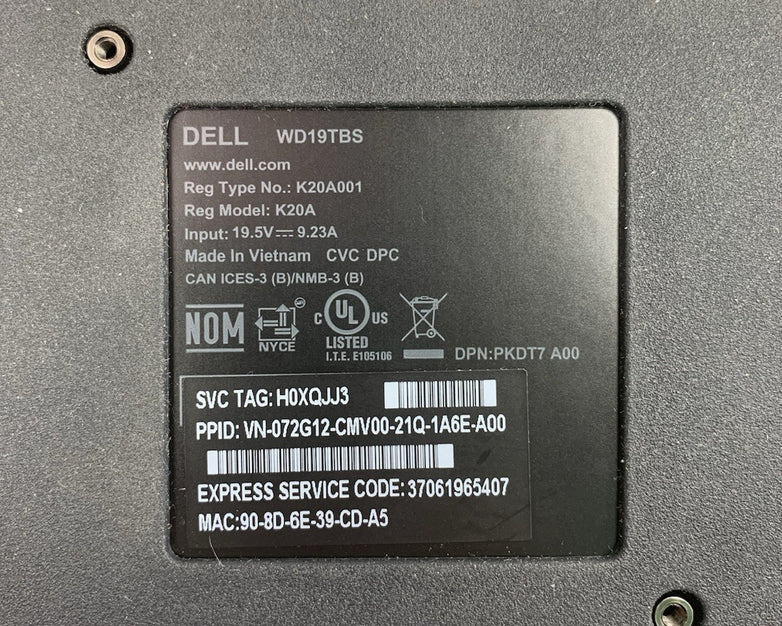 Dell WD19TBS K20A Thunderbolt Docking Station