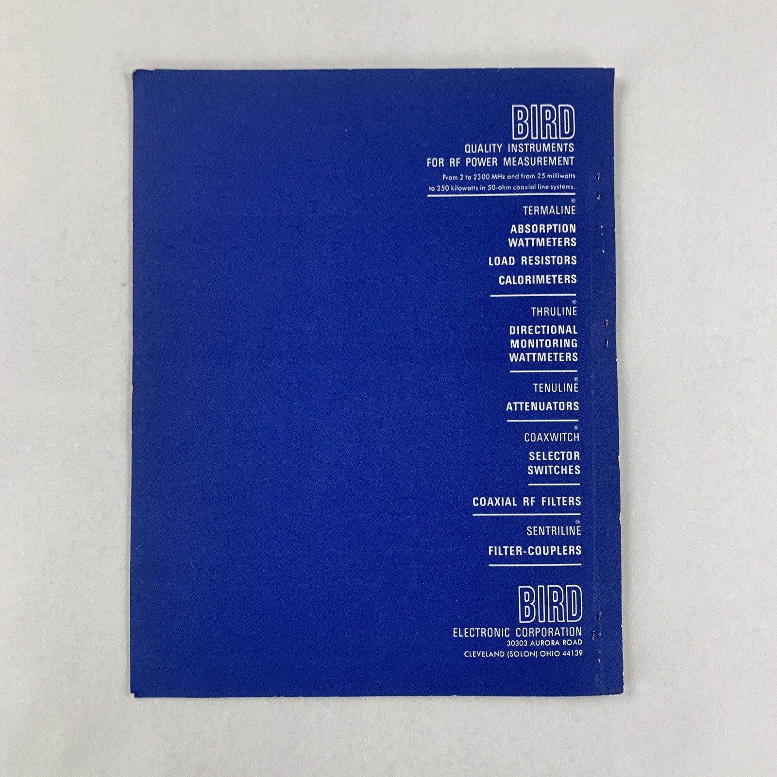 Bird 8322 Tenuline Model 8322 Coaxial Attenuator Instruction Manual