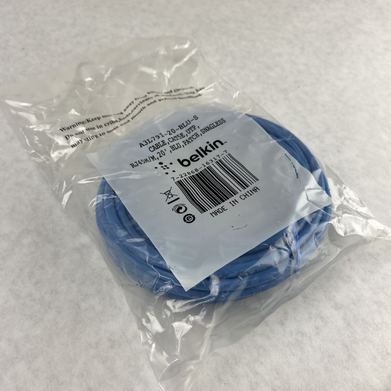 Lot of 2 Belkin A3L791-20-BLU-S 20ft Cable Cat5e M/M Blue Snagless Patch Cable