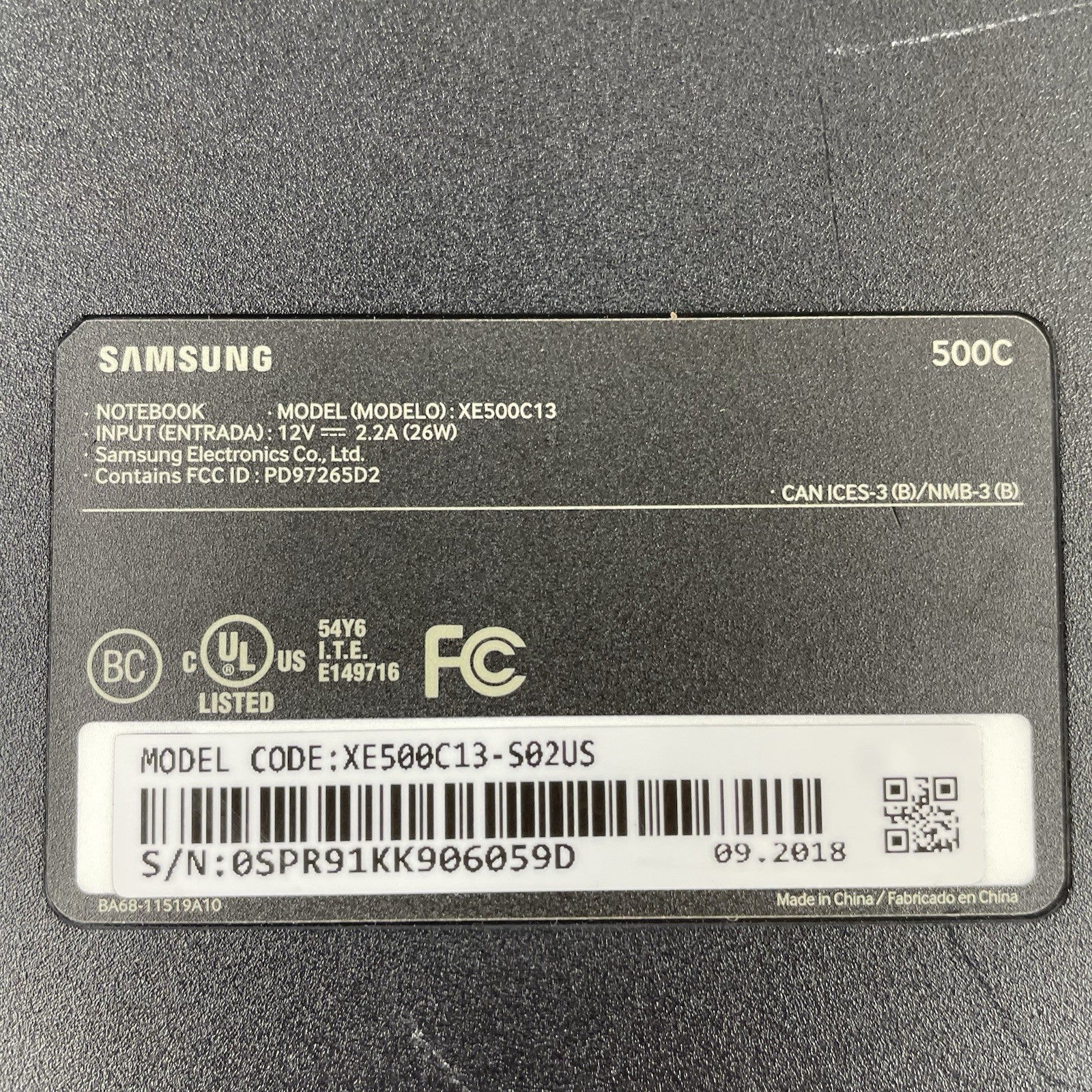 Samsung NoteBook 500C XE500C13 11.6" Celeron N3060 1.60 GHz 4 GB RAM 16 GB SSD13