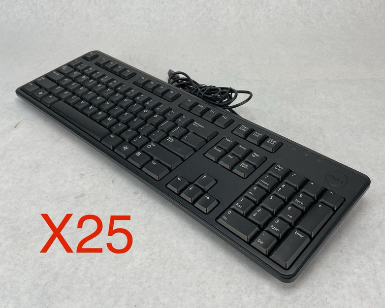 Black Dell KB212-B USB Wired 104-Key Desktop Computer Keyboard Lot of 25