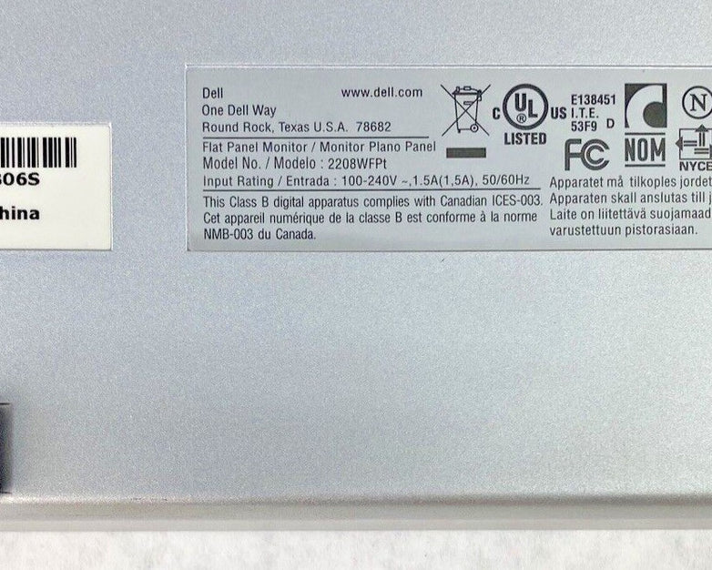 Dell 2208WFPT 22" WideScreen 1680 x 1050 LCD Flat Panel Monitor GRADE B 0F532H