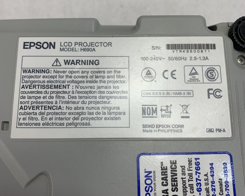 Epson PowerLite W29 H690A LCD Lamp Projector 2334 Lamp Hours - No Remote