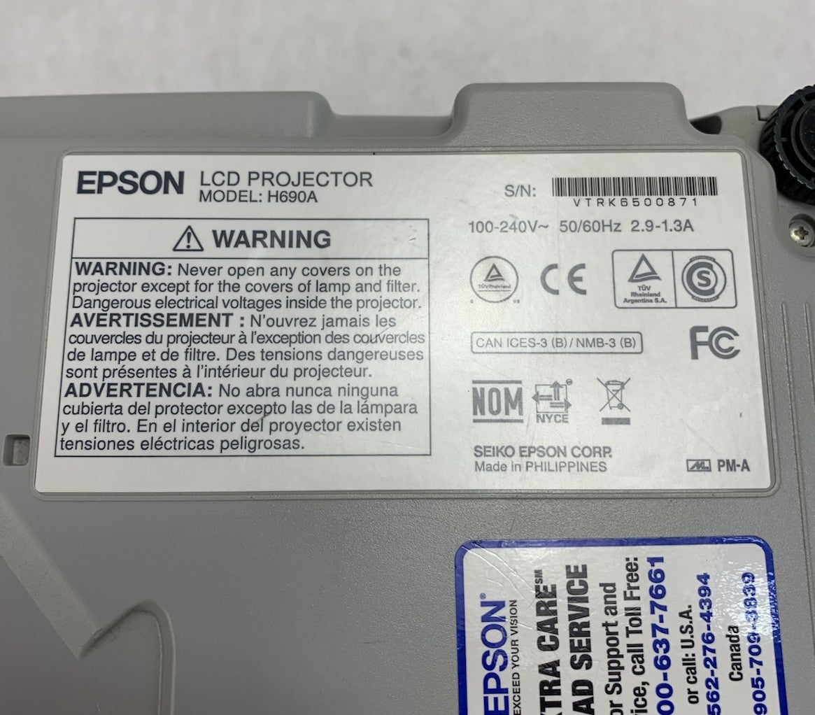 Epson PowerLite W29 H690A LCD Lamp Projector 2334 Lamp Hours - No Remote8