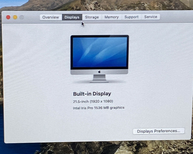Apple A1418 iMac 21.5" 2013 2.7GHz Core i5 8GB RAM 250GB SSD macOS 10.15.8