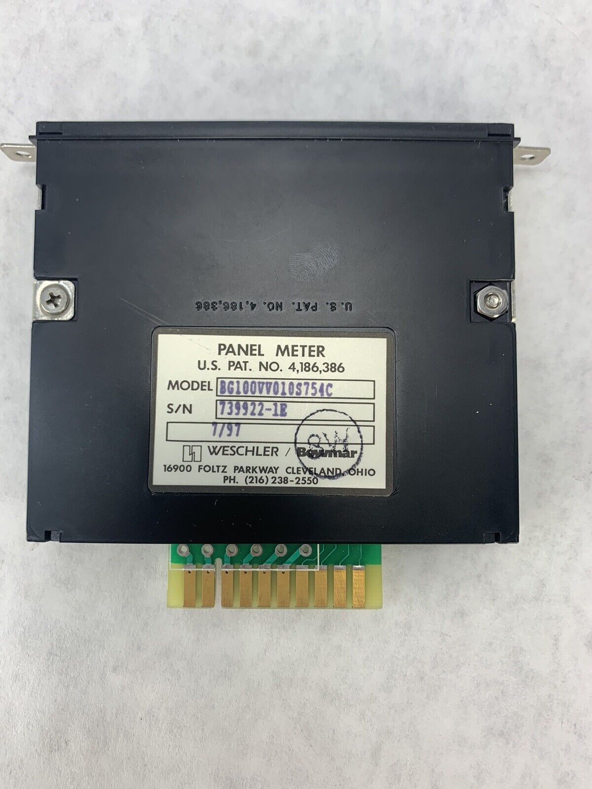 Bowmar Analog Panel Meter BG100VV010S754C