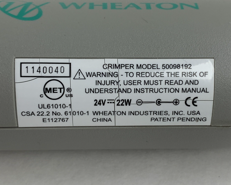 Wheaton 50098192 CRIMPenstein Electric Crimper/Decapper Hand Tool 11MM w/ Stand