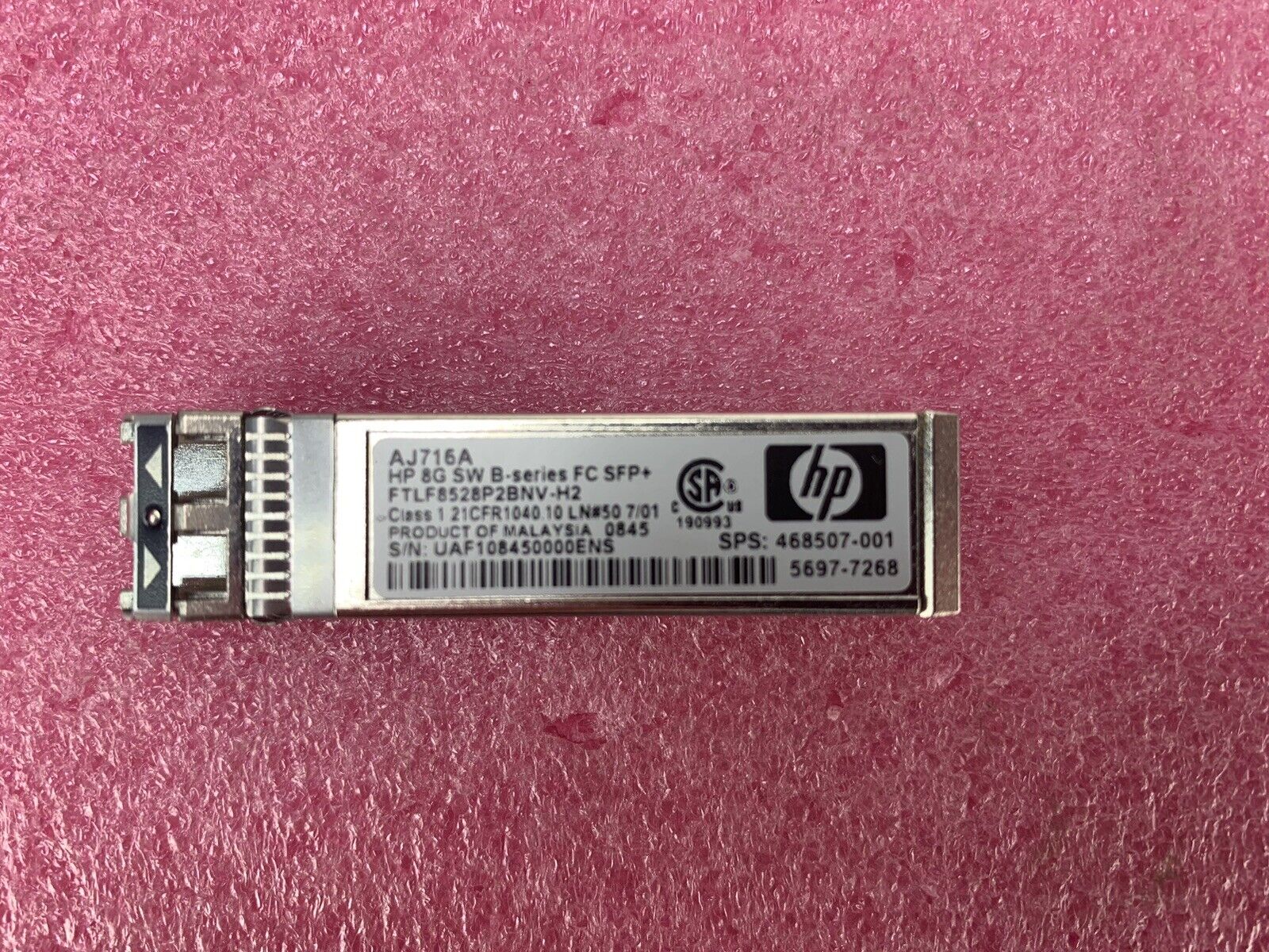 Lot of 8 HP AJ716A 8G SW Fiber Channel 850nm 150m MMF SFP+ Transceiver