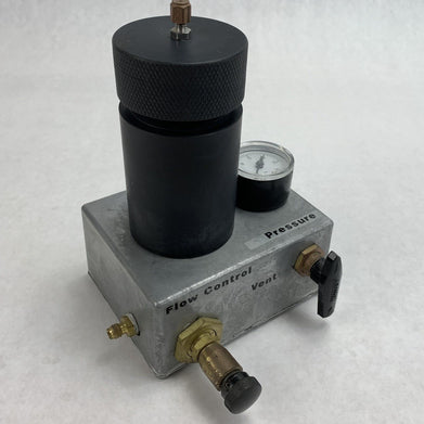 Pressure Compensated Flow Control Valve Vent With Container Vial
