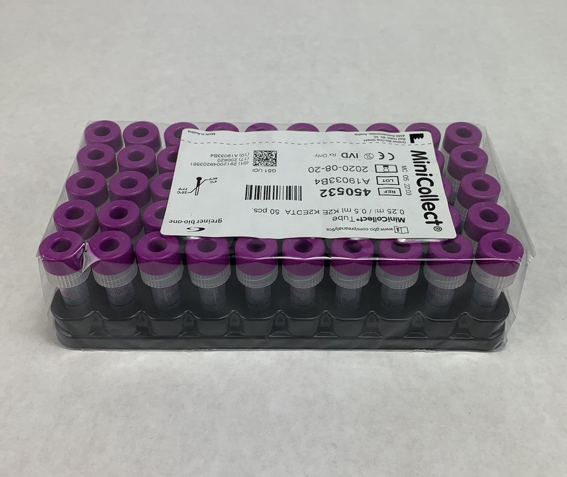 MiniCollect 450532 0.25ml / 0.5ml K2E K2EDTA 50pcs Tubes