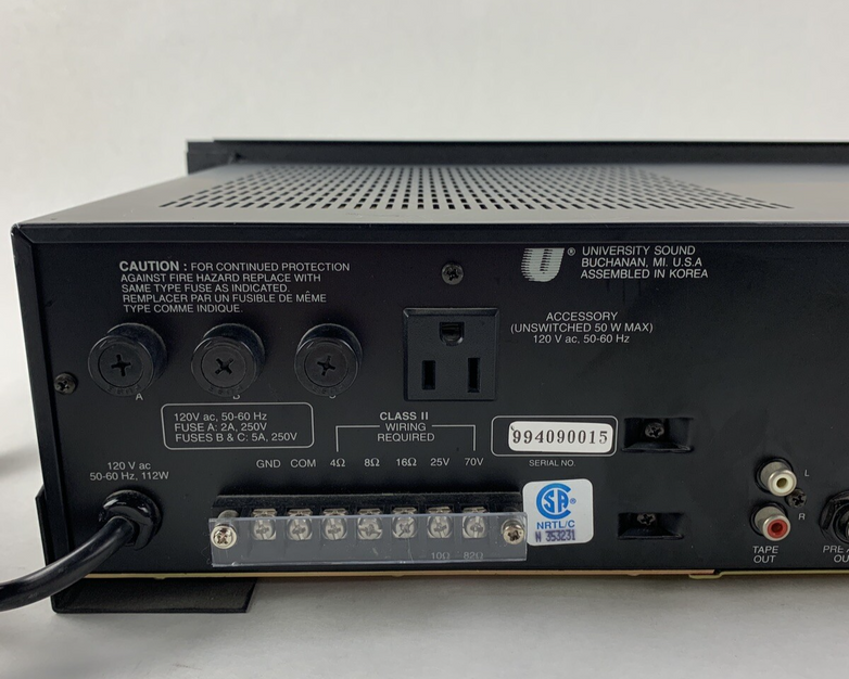 University Sound  MA605B  60-Watt Mixer-Amplifier Tested