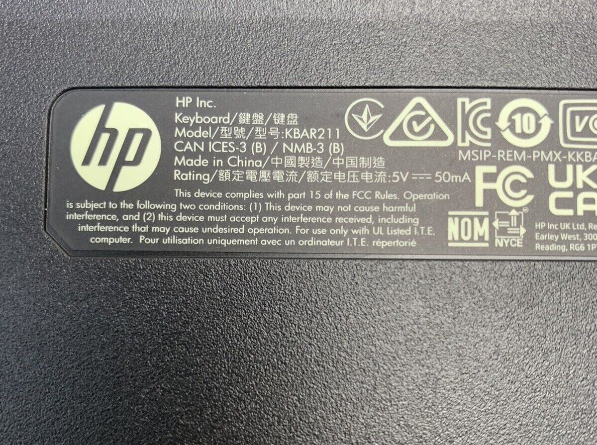 Mixed Lot of 2 HP Keyboards KBAR211/HSA-P010K