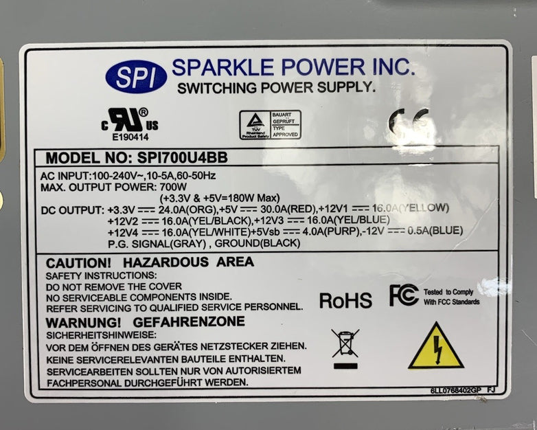 Sparkle Power SPI700U4BB 700W Switching Power Supply