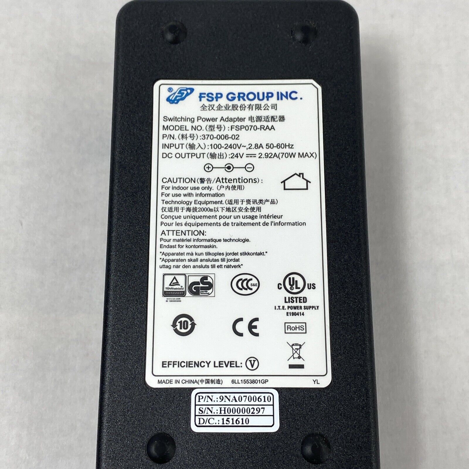 FSP FSP070-RAA Switching Power Adapter 370-006-02