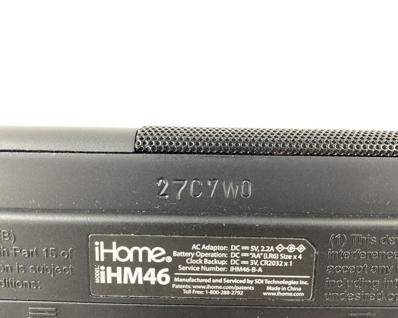 iHome iHM46BC Portable USB Charging Dual Alarm Clock Speaker System  - Black