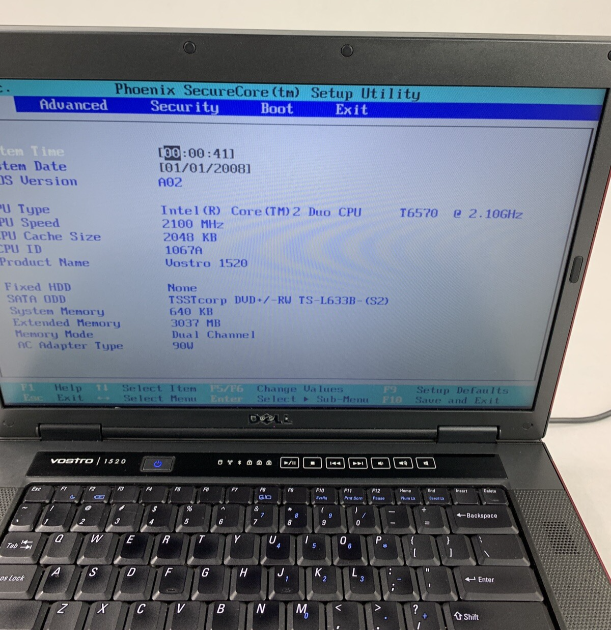 Dell Vostro 1520 Core 2 Duo T6570 2.10 GHz 3 GB Ram No OS No HDD No Batt No AC