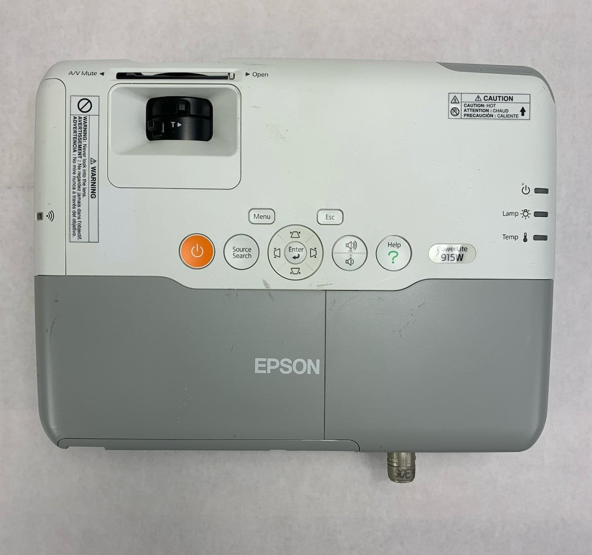 Epson H388A PowerLite 915W Projector 1293 Lamp Hours No Remote - Yellow Display6