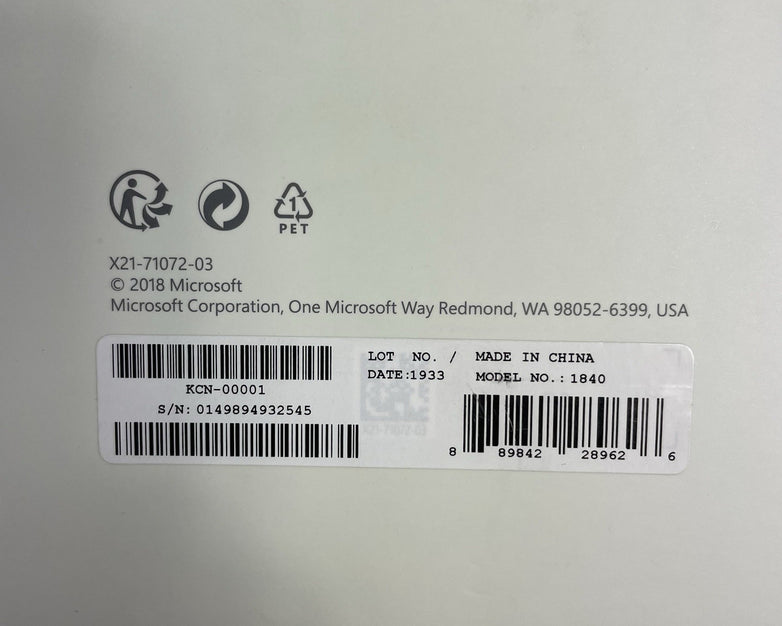 Microsoft 1840 Surface Go Type Cover Keyboard