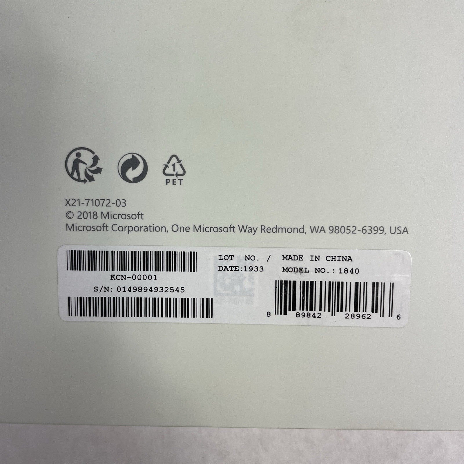 Microsoft 1840 Surface Go Type Cover Keyboard