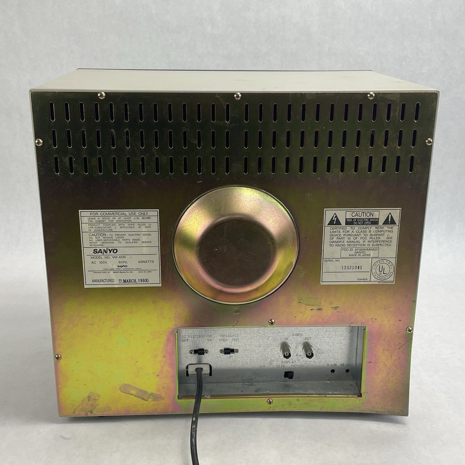 Sanyo VM-4515 Vintage B&W CRT 199311