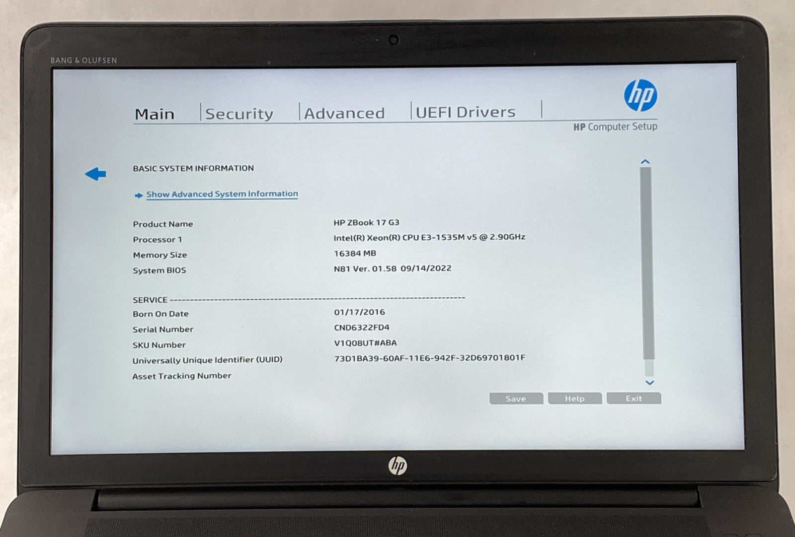 HP ZBook 17 G3 Intel Xeon E3 1535M V5 2.9GHz 16GB RAM 17.3" No SSD/OS/AC/Batt3