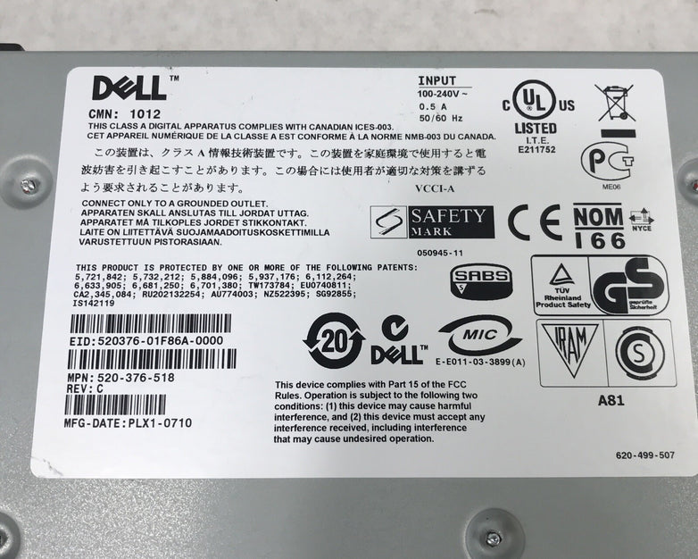 Dell F622J PowerEdge 180S Console Edge 8x Port Digital KVM Switch RJ-45 PS/2 VGA