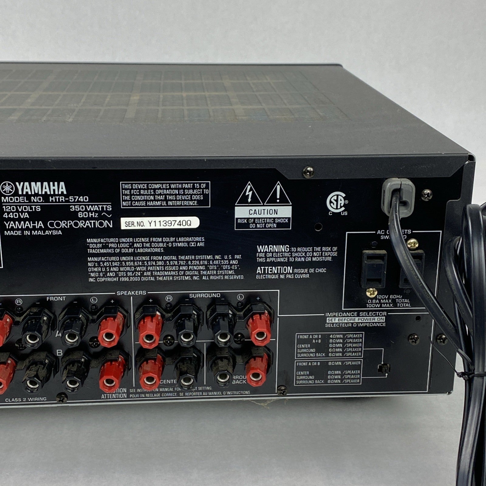 Yamaha HTR-5740 Natural Sound AV Receiver No Remote
