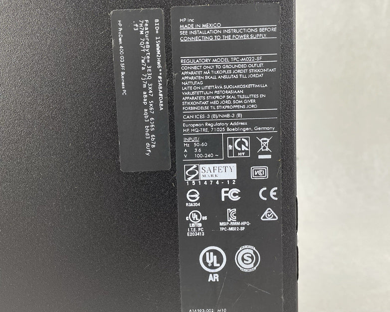 HP ProDesk 400 G3 SFF i5-6500 3.20 GHz 8 GB RAM No HDD/OS - No DVD Drive