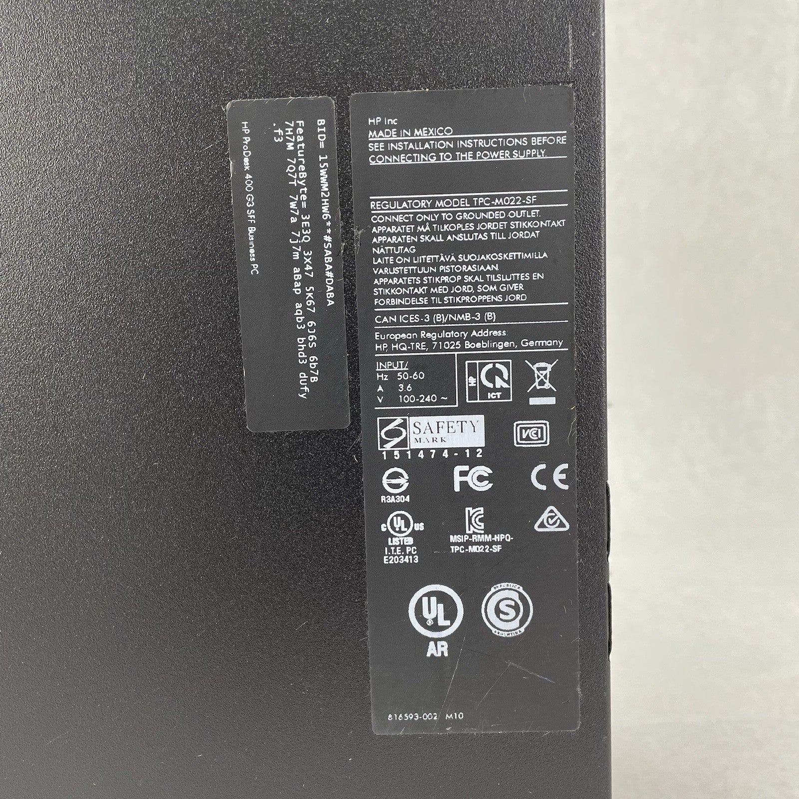 HP ProDesk 400 G3 SFF i5-6500 3.20 GHz 8 GB RAM No HDD/OS - No DVD Drive7