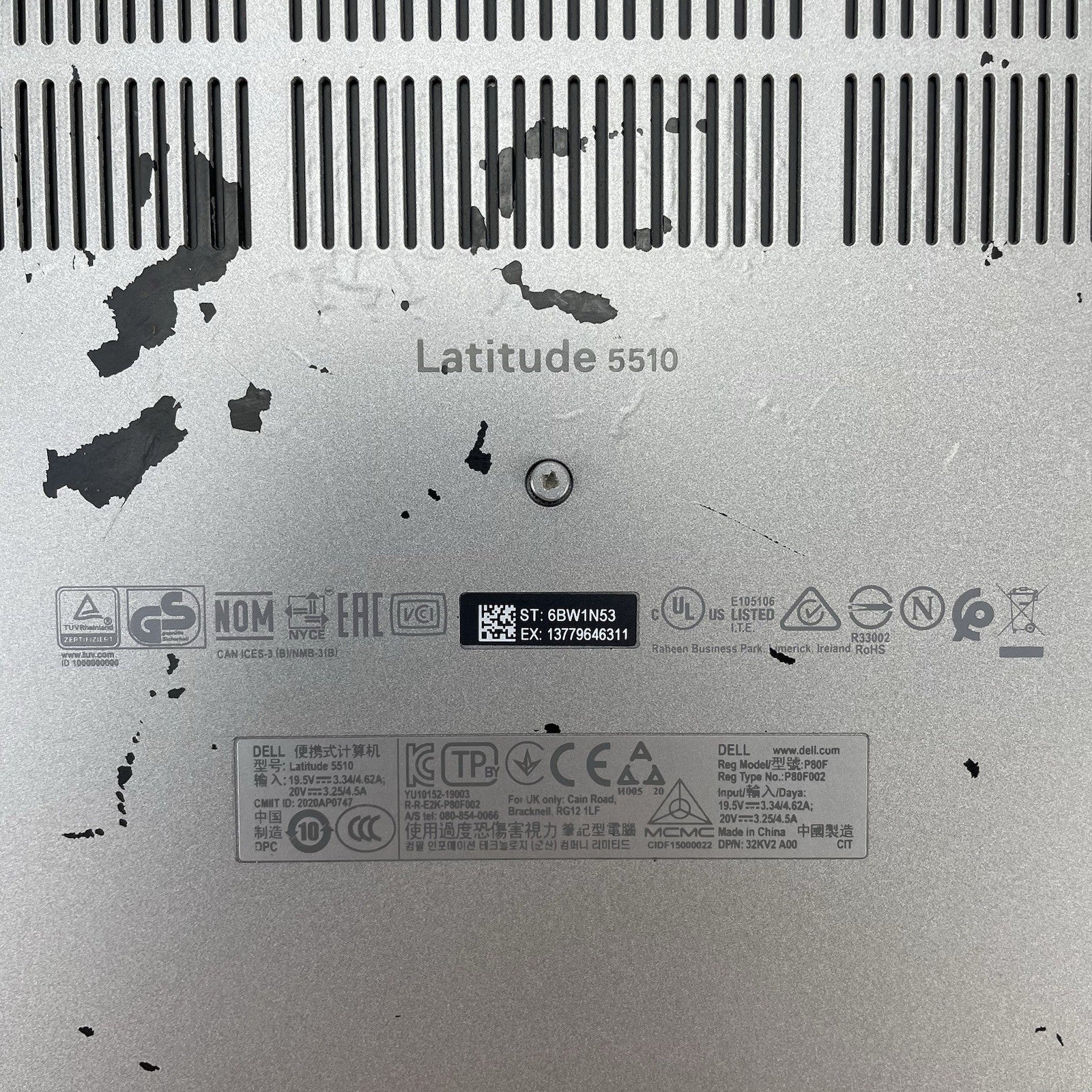 Dell Latitude 5510 15.6" i5-10210U 1.6GHz 8GB RAM No SSD/OS/AC/Batt - Bad Bottom15
