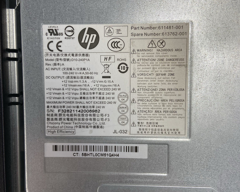 HP Compaq 8200 Elite SFF Intel Core i7-2600 3.4GHz 4GB RAM No HDD No OS