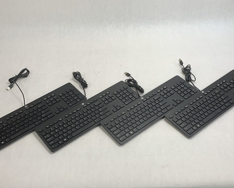 HP PH0U Slim USB Wired QWERTY Keyboard Black (Lot of 4)